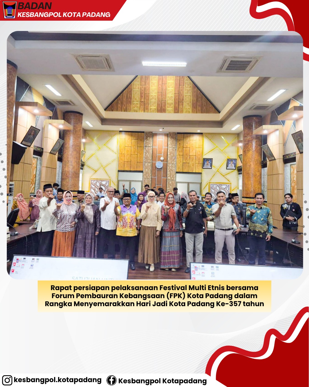 Rapat persiapan pelaksanaan Festival Multi Etnis bersama Forum Pembauran Kebangsaan (FPK) Kota Padang