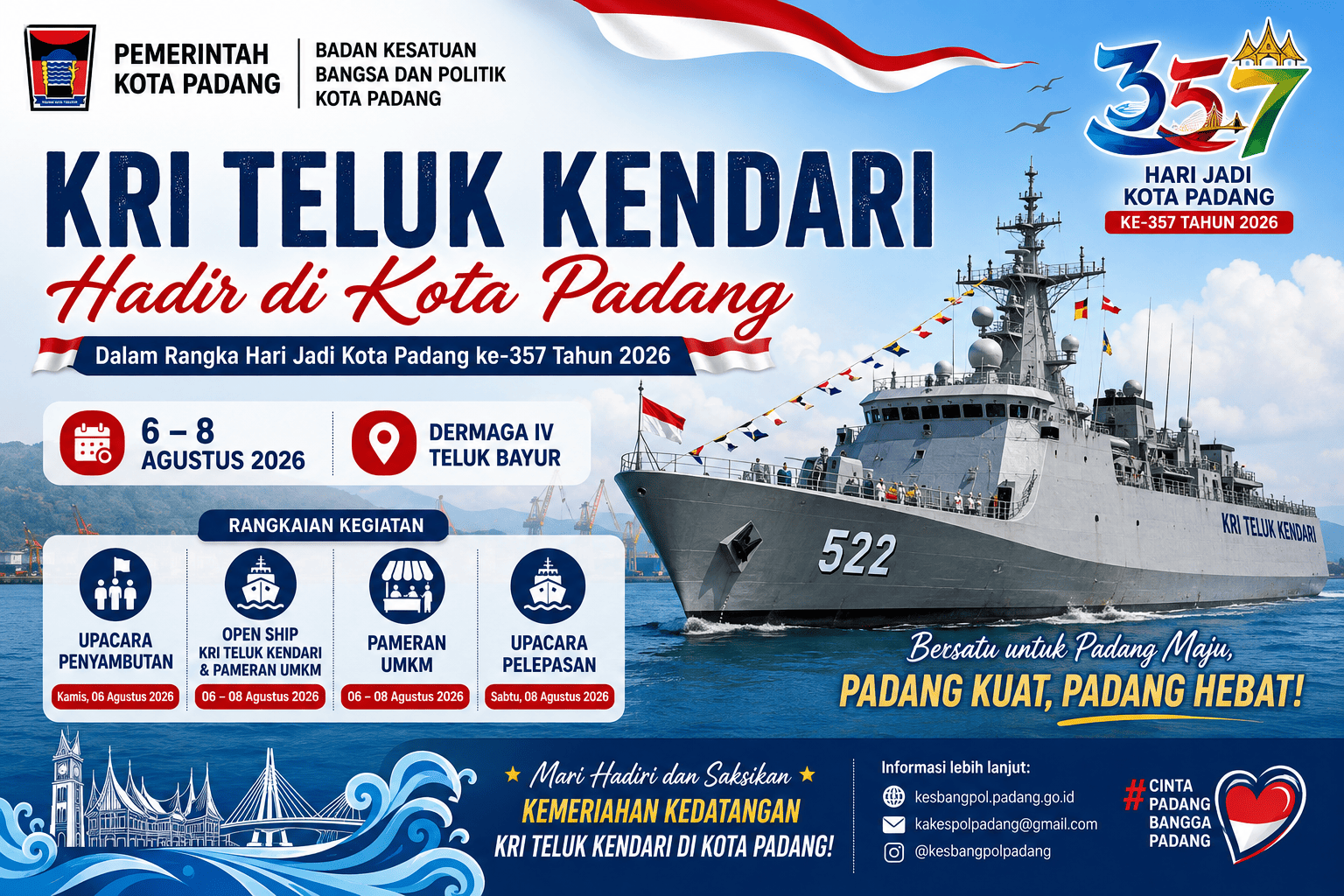 KRI Teluk Kendari Meriahkan Hari Jadi Kota Padang ke-357 Tahun 2026